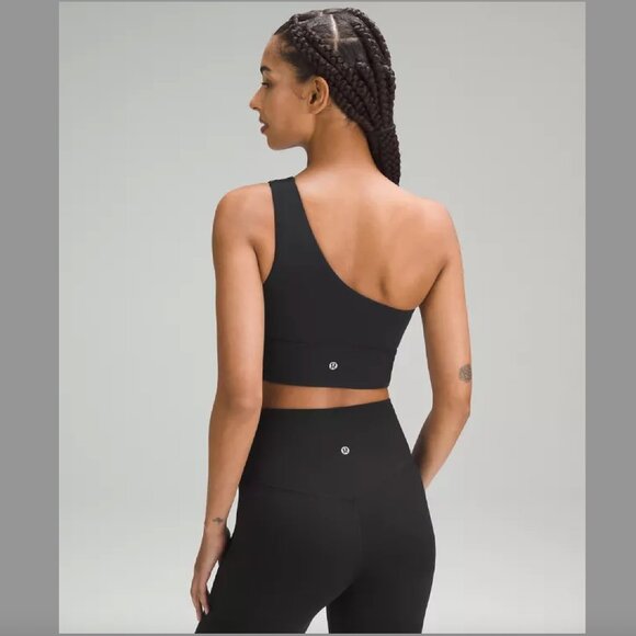 Women's 10 Lululemon Align Asymmetrical Black Bra - Picture 2 of 7